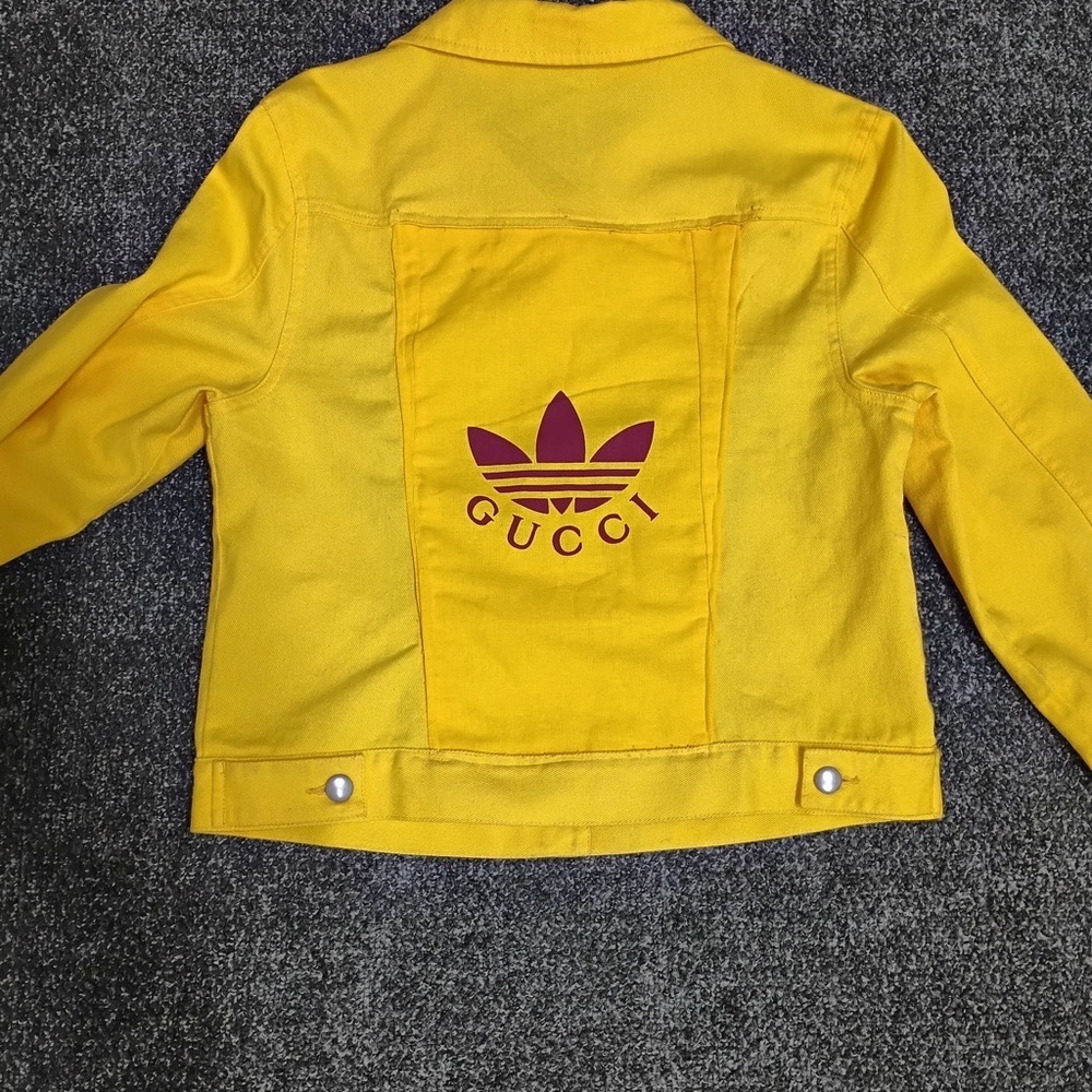 Upcycled Adidas x Gucci Yellow Jean Jacket